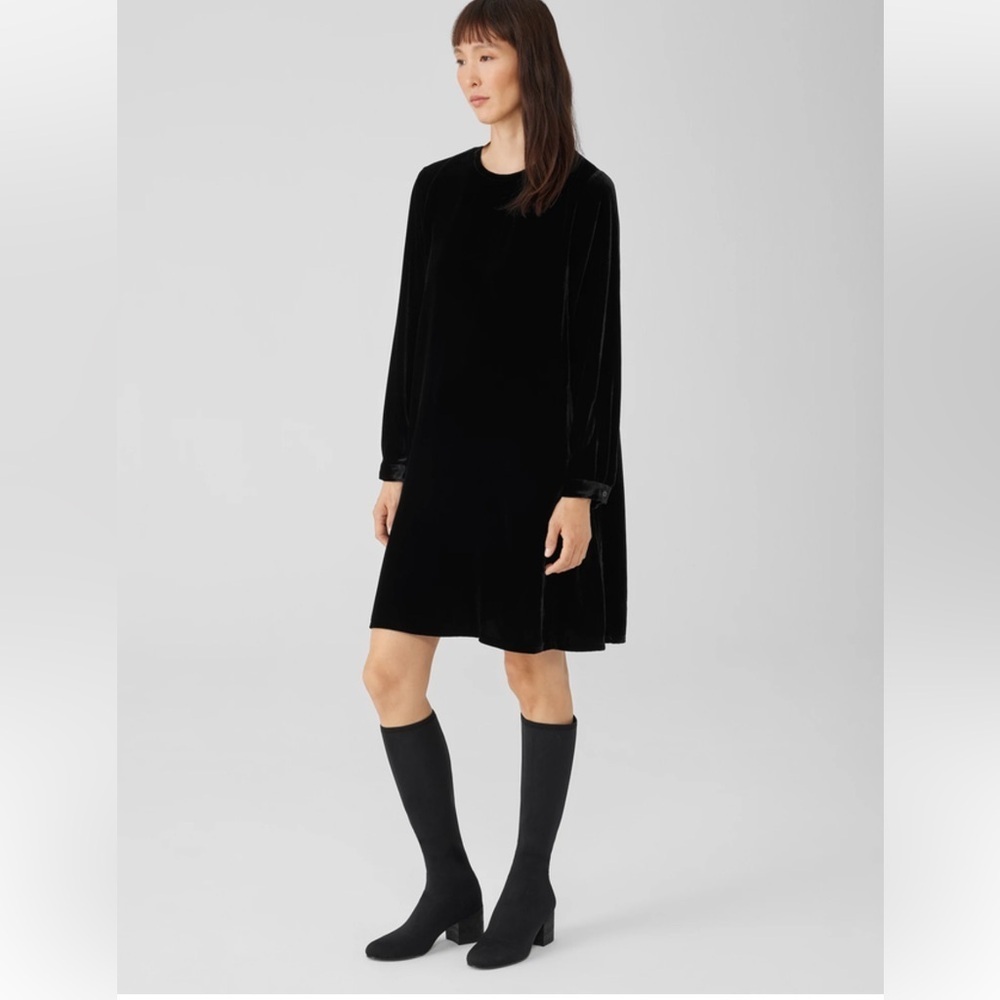 Eileen Fisher Velvet Crew Neck Dress NWT